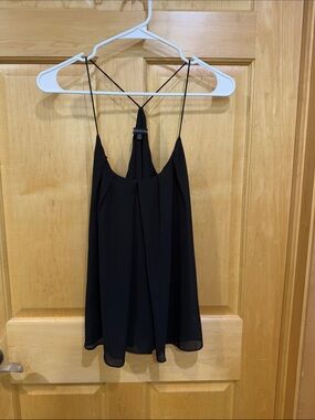Foreign Exchange Black Spaghetti-Strap mesh top size S